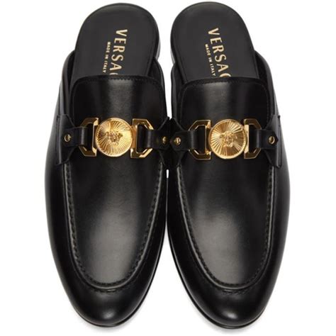 slip on shoes versace|Versace black label slippers.